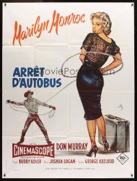 3y689 BUS STOP French 1p R80s great art of Don Murray roping sexy Marilyn Monroe by Geleng!