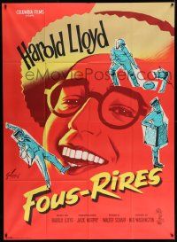 3y757 FUNNY SIDE OF LIFE French 1p '63 different Grinsson artwork of Harold Lloyd, compilation!