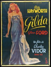 3y760 GILDA French 1p R72 art of sexy Rita Hayworth full-length in sheath dress by Boris Grinsson!