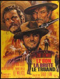 3y765 GOOD, THE BAD & THE UGLY French 1p '68 Clint Eastwood, Leone, Mascii art, rare 1st release!