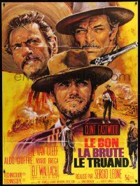 3y766 GOOD, THE BAD & THE UGLY French 1p R70s Clint Eastwood, Van Cleef, Sergio Leone, Mascii art!