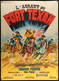 3y778 HEROES OF FORT WORTH French 1p '67 great Belinsky art of Edmund Purdom & cavalry charging!