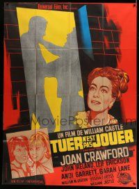 3y788 I SAW WHAT YOU DID French 1p '65 Joan Crawford, William Castle, cool different artwork!
