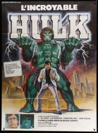 3y793 INCREDIBLE HULK French 1p '79 great different artwork of Bill Bixby & Lou Ferrigno!