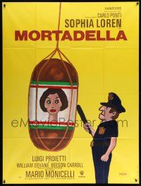3y817 LADY LIBERTY French 1p '72 great wacky different art of Sophia Loren & cop by Savignac!