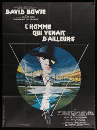3y848 MAN WHO FELL TO EARTH French 1p '76 Nicolas Roeg, best art of David Bowie by Vic Fair!