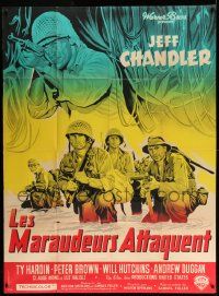 3y856 MERRILL'S MARAUDERS French 1p R60s Sam Fuller, art of Chandler & soldiers in WWII jungle!