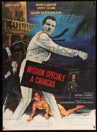 3y859 MISSION TO CARACAS French 1p '65 great Xarrie art of fighting spies & sexy ladies!
