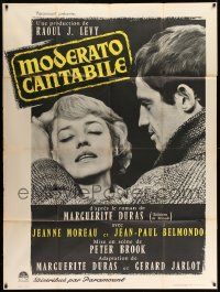 3y861 MODERATO CANTABILE French 1p '60 close up of pretty Jeanne Moreau & Jean-Paul Belmondo!