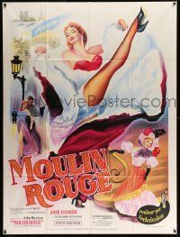 3y864 MOULIN ROUGE French 1p R50s wonderful different art of sexy French showgirl kicking her leg!