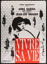 3y869 MY LIFE TO LIVE second printing French 1p '62 Godard's Vivre sa Vie, Anna Karina, Vaissier art