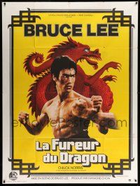 3y915 RETURN OF THE DRAGON French 1p '74 great close up of kung fu master Bruce Lee, classic!