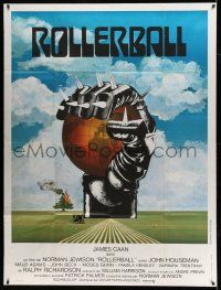 3y922 ROLLERBALL French 1p '75 cool completely different artwork by Jouineau Bourduge!