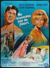 3y930 SEND ME NO FLOWERS French 1p '64 different art of Hudson, Day & Randall by Boris Grinsson!