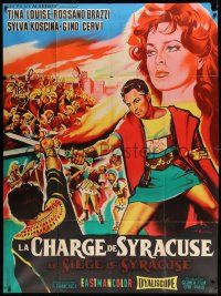 3y937 SIEGE OF SYRACUSE French 1p '62 Rossano Brazzi as Archimedes, Tina Louise, Belinsky art!