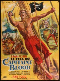3y944 SON OF CAPTAIN BLOOD French 1p '62 different art of barechested Sean Flynn by Jean Mascii!