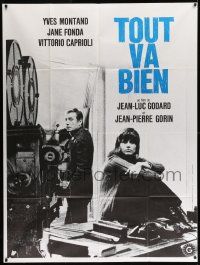 3y976 TOUT VA BIEN photo style French 1p '72 Montand & Jane Fonda by movie camera, Jean-Luc Godard!