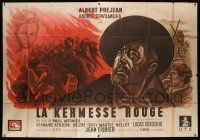 3y617 SCARLET BAZAAR French 2p '47 La Kermesse Rouge, great montage art by Herve Morvan!