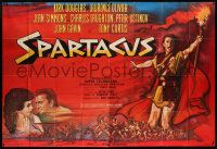 3y619 SPARTACUS French 2p '61 classic Stanley Kubrick & Kirk Douglas epic, different Peron art!