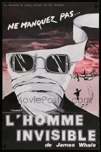 3y625 INVISIBLE MAN French 31x46 R80s James Whale, H.G. Wells, art of Claude Rains by Gaborit!
