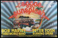 3y630 REGGAE SUNSPLASH II French 31x47 '79 Bob Marley, great art of tour bus on Jamaican beach!