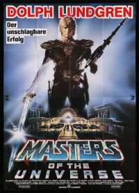 3y354 MASTERS OF THE UNIVERSE German 2p '87 great Casaro art of Dolph Lundgren as He-Man!
