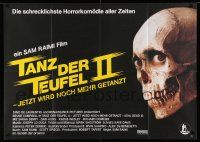 3y397 EVIL DEAD 2 German 33x47 '88 Dead By Dawn, directed by Sam Raimi, close up of creepy skull!