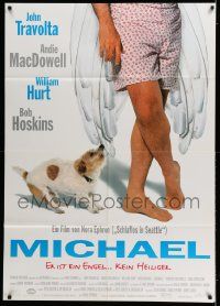 3y427 MICHAEL German 33x47 '96 John Travolta, cute image of dog biting angel's wing!