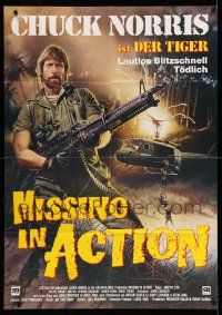 3y429 MISSING IN ACTION German 33x47 '84 cool Watts artwork of Chuck Norris w/ big gun in Vietnam!