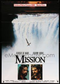 3y430 MISSION German 33x47 '86 Robert De Niro, Jeremy Irons, cool waterfall artwork!