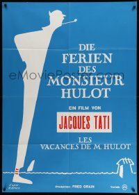 3y432 MR. HULOT'S HOLIDAY Swiss 33x47 R70s great full-length silhouette art of Jacques Tati!