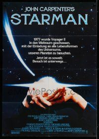3y455 STARMAN German 33x47 '85 directed by John Carpenter, hands holding glowing energy sphere!