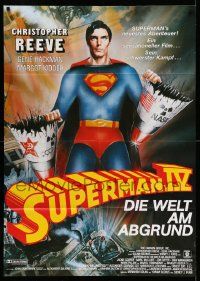 3y456 SUPERMAN IV German 33x47 '88 cool different Bussi art of super hero Christopher Reeve!