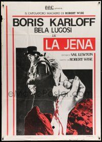 3y217 BODY SNATCHER Italian 1p R80s great image of Boris Karloff robbing body from graveyard!