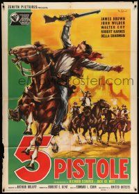 3y243 FIVE GUNS TO TOMBSTONE Italian 1p '61 different Colizzi art of outlaws hungry for gold!