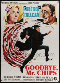 3y252 GOODBYE MR. CHIPS Italian 1p '69 different art of Petula Clark winking at Peter O'Toole