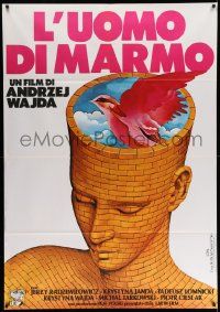 3y274 MAN OF MARBLE Italian 1p '79 Andrzej Wajda's Czlowiek z marmuru, cool surreal artwork!