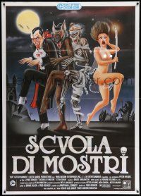 3y279 MONSTER SQUAD Italian 1p '88 different Cecchini art of Dracula, Mummy, Werewolf & naked girl!