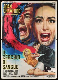 3y154 BERSERK Italian 2p '67 crazy Joan Crawford, sexy Diana Dors, different gruesome art!