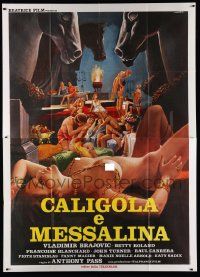 3y157 CALIGULA & MESSALINA Italian 2p '82 Caligula et Messaline, Crovato art of sexy women in orgy