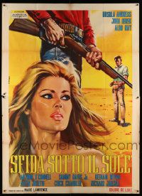 3y188 NIGHTMARE IN THE SUN Italian 2p '64 Casaro art of sexy Ursula Andress & John Derek + rifle!