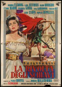3y194 REVOLT OF THE SLAVES Italian 2p '61 Cesselon art of Lang Jeffries & bound Rhonda Fleming!