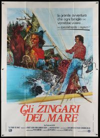 3y198 SEA GYPSIES Italian 2p '78 Robert Logan left today behind to discover adventure, cool art!