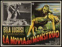 3y528 BRIDE OF THE MONSTER Mexican LC '58 Ed Wood, cool border artwork of Bela Lugosi & sexy girl!