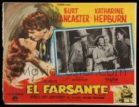3y575 RAINMAKER Mexican LC '56 Katharine Hepburn in inset + border art of her with Burt Lancaster!