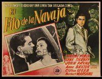 3y577 RAZOR'S EDGE Mexican LC R50s Tyrone Power, Gene Tierney, W. Somerset Maugham, cool art!