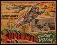 3y590 SUPERMAN FLIES AGAIN Mexican LC '63 George Reeves in costume in border art AND inset!