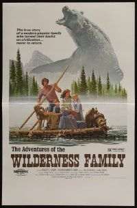 3y068 ADVENTURES OF THE WILDERNESS FAMILY WC '75 Ralph McQuarrie artwork of family on raft!