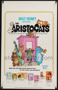 3y072 ARISTOCATS WC '71 Walt Disney feline jazz musical cartoon, great colorful image!
