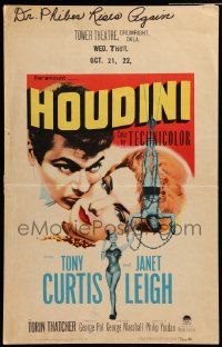 3y098 HOUDINI WC '53 Tony Curtis as the famous magician + his sexy assistant Janet Leigh!